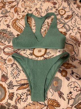 Jolyn Clothing Sage Green Textured Two-Piece Bikini